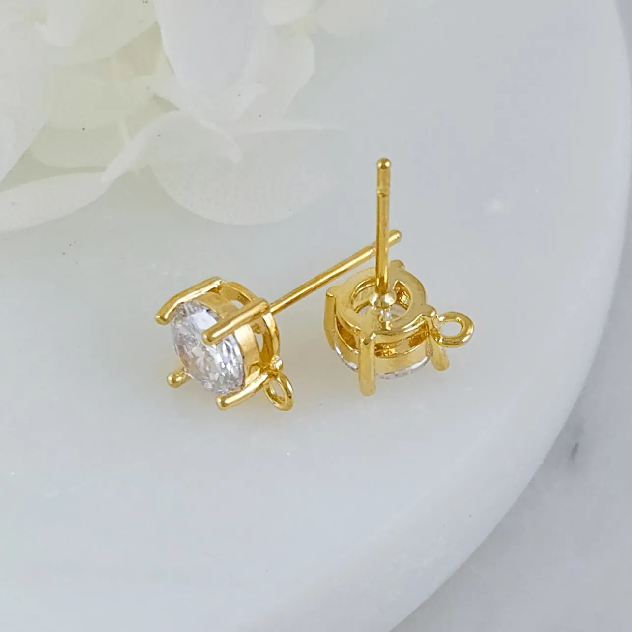 пара Швензы пуссеты с фианитом 9.7х7.5 мм позолота 14К (10008-7-З) швензы для серег купить с доставкой по России | Интернет-магазин Viva Beads