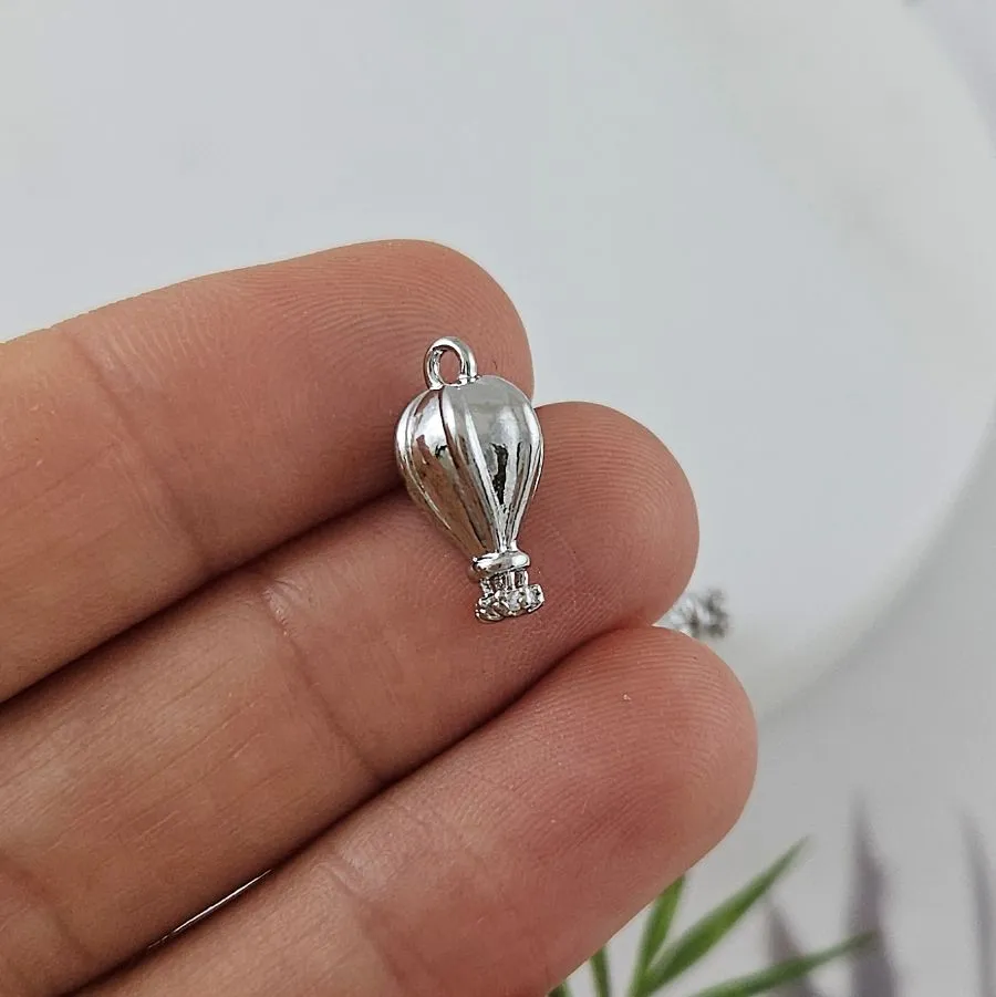 Подвеска Воздушный шар 15х8.6 мм с фианитами, родиевое покрытие (9956-Р)