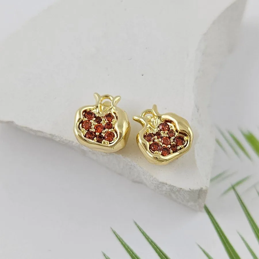 Подвеска Гранат 10.5x9.8x6.5 мм с фианитами, позолота 14К (5614-З)