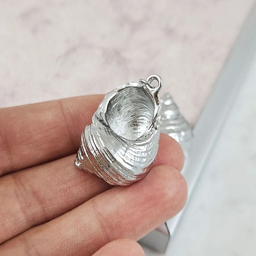 Подвеска кулон Ракушка 31x20 мм родиевое покрытие (10188-Р) купить с доставкой по России | Интернет-магазин Viva Beads