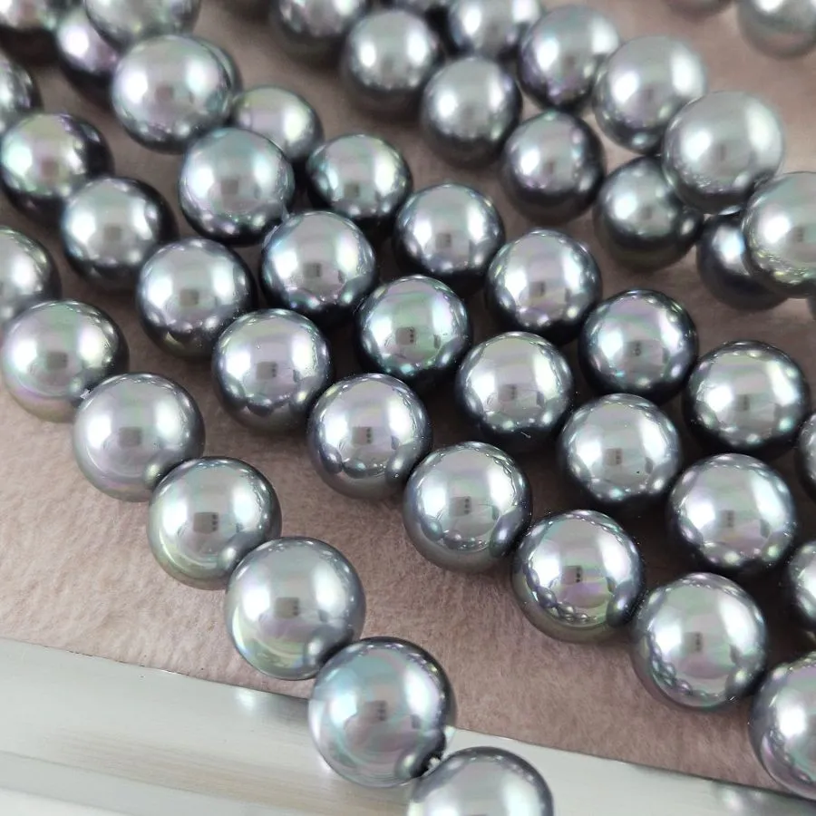 Нить 19 см Жемчуг Майорка 10 мм круглые бусины, серый (6330-10) купить с доставкой по России | Интернет-магазин Viva Beads