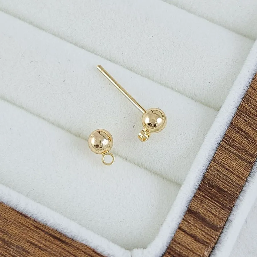 Пуссеты гвоздики Шарик 4 мм позолота 14К, пара (8630-4-З) швензы для серег купить с доставкой по России | Интернет-магазин Viva Beads