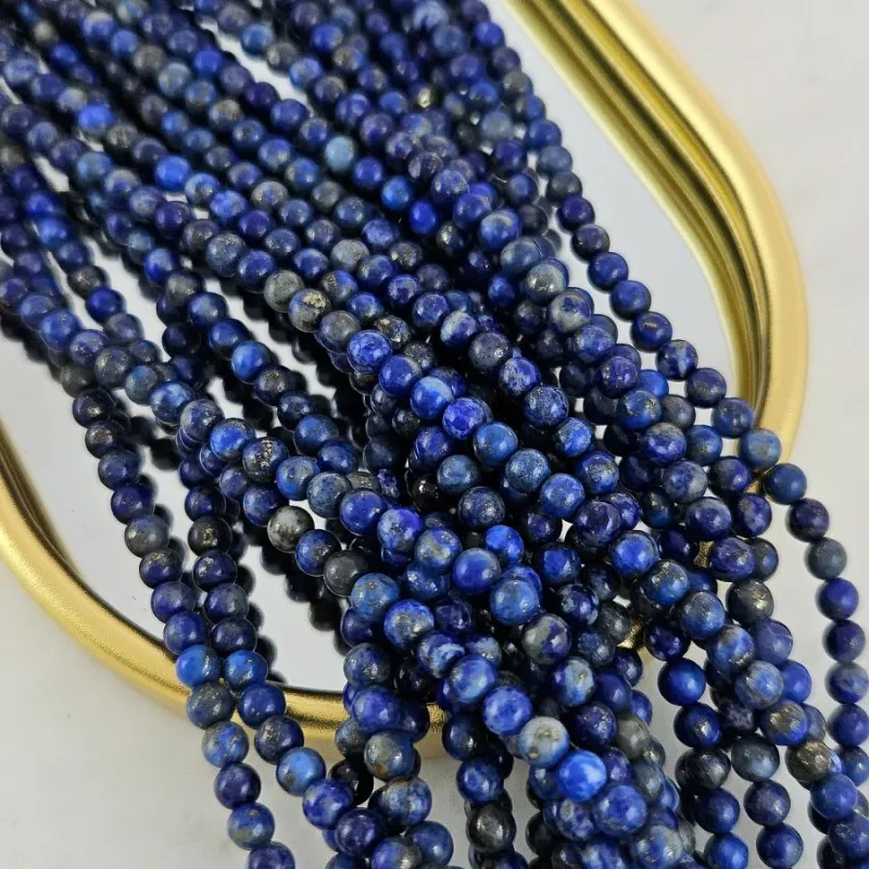 Нить 38 см Лазурит натуральный ок. 4 мм, бусины гладкий шар (2524-4) для бижутерии купить с доставкой по России | Интернет‑магазин Viva Beads
