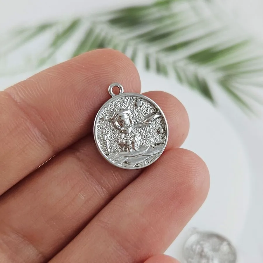 Подвеска Маленький принц 17x14.7 мм родиевое покрытие (10065-Р) купить с доставкой по России | Интернет-магазин Viva Beads