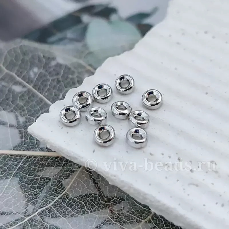 1 шт. Бусина разделитель 4х1.9 мм родиевое покр. (7404-4-Р) купить в Воронеже | Заказать в интернет-магазине Viva Beads
