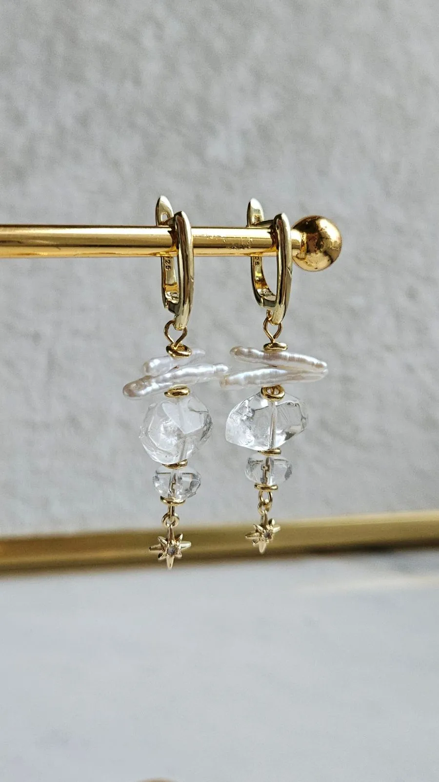 Nova — набор материалов для создания серёжек из хрусталя и жемчуга барокко (НАБОР-65)