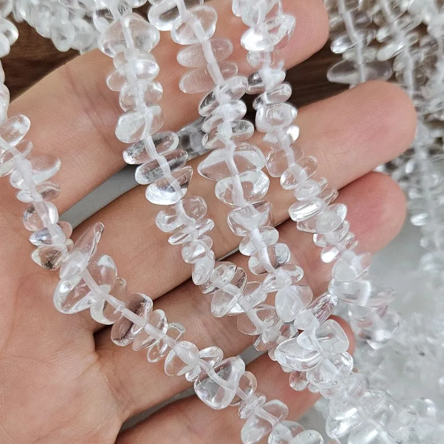 Нить 40 см Горный хрусталь натуральный 5-9 мм, бусины каменная крошка (8915) для бижутерии купить с доставкой по России | Интернет‑магазин Viva Beads
