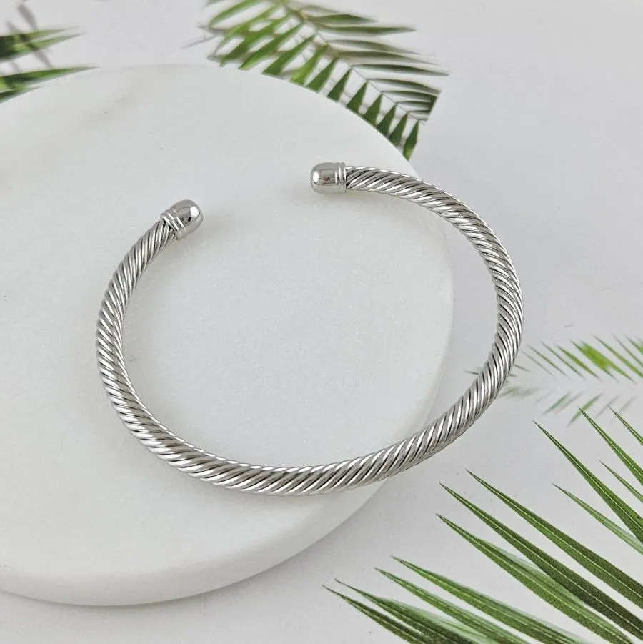 Браслет жесткий 67х57х4 мм родиевое покрытие (10031-Р) купить с доставкой по России | Интернет-магазин Viva Beads