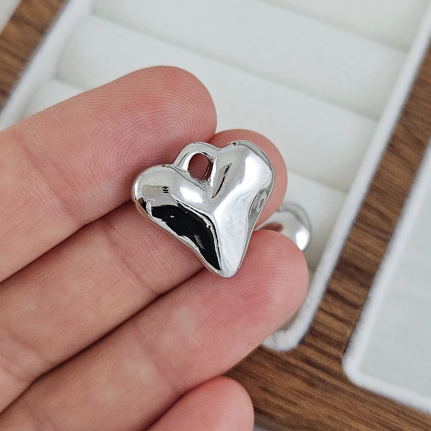 Подвеска Сердце 18х18.6 мм родиевое покрытие (7790-Р) купить с доставкой по России | Интернет-магазин Viva Beads