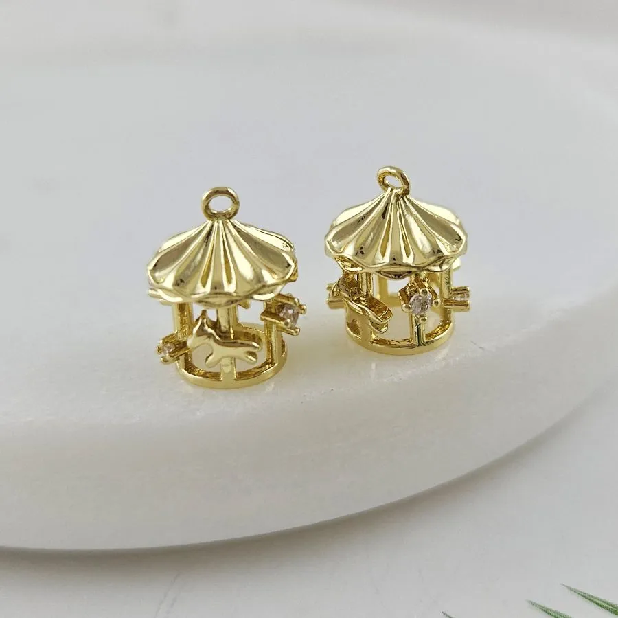 Подвеска Карусель 12.6x10 мм с фианитами, позолота 14К (10011-З)