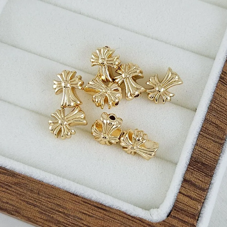 Бусина разделитель Крест 9x7.5х5 мм позолота 14К (10264-З) купить с доставкой по России | Интернет-магазин Viva Beads