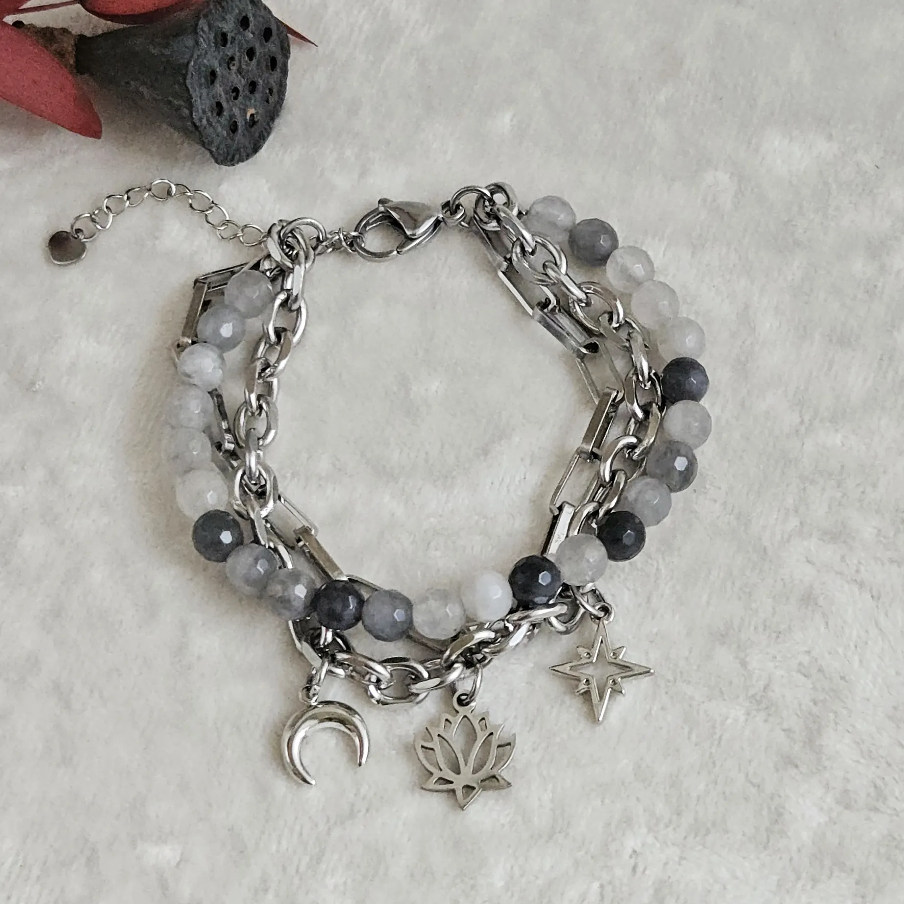 Дымчатая ночь — набор материалов для создания многослойного браслета из дымчатого кварца и цепей (НАБОР-78) купить с доставкой по России | Интернет-магазин Viva Beads