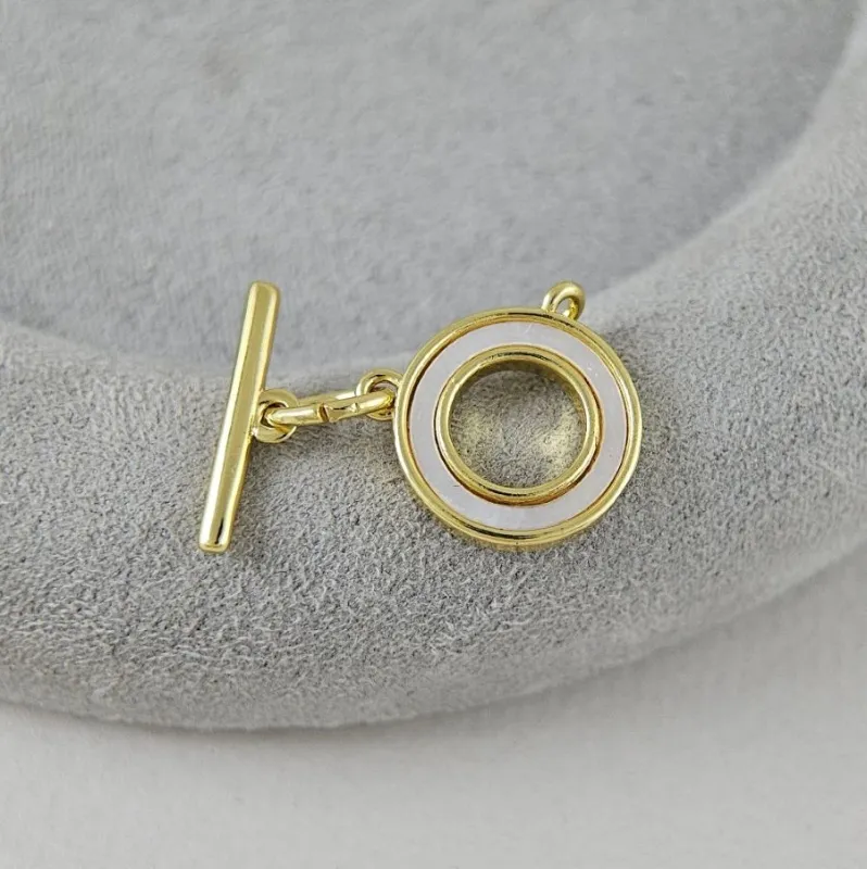 Замок тоггл с перламутром 15.6х13.5 мм & 16.4х4.5 мм позолота 14К (9627-З) замок для украшений купить с доставкой по России | Интернет-магазин Viva Beads