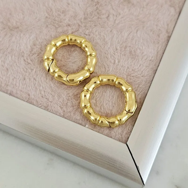 Замок круглый карабин 15x3 мм Бамбук, позолота 14К (10181-15-З) замок для украшений купить с доставкой по России | Интернет-магазин Viva Beads