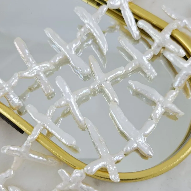 1 шт. Жемчуг речной барокко 25-34х18-20 мм, форма крест, белый (10292) купить с доставкой по России | Интернет-магазин Viva Beads