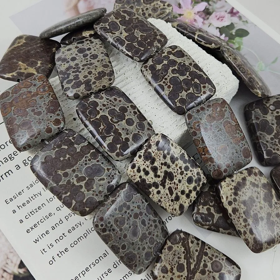 1 шт. Риолит / Леопардовая яшма / ок. 40х29.6х7.6-7.9 мм, крупные прямоугольные бусины (9984) купить в Воронеже | Заказать в интернет-магазине Viva Beads
