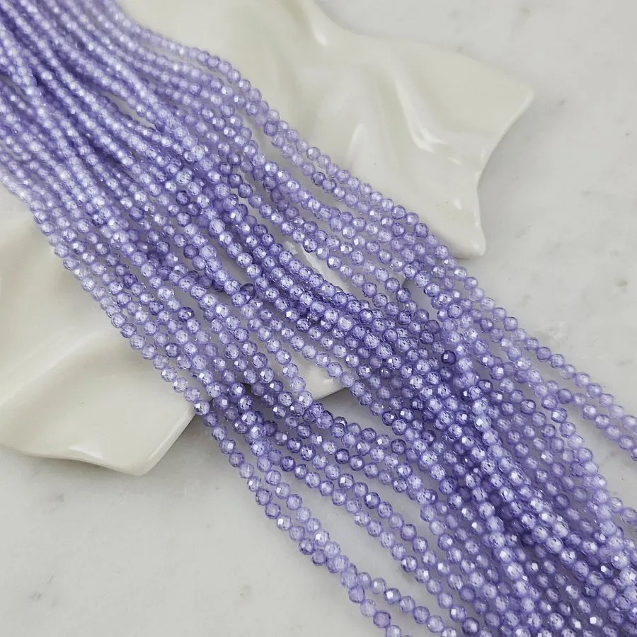 Нить 18 см Фианиты 3 мм круглые граненые бусины, сиреневый (5472-СИР) купить с доставкой по России | Интернет-магазин Viva Beads