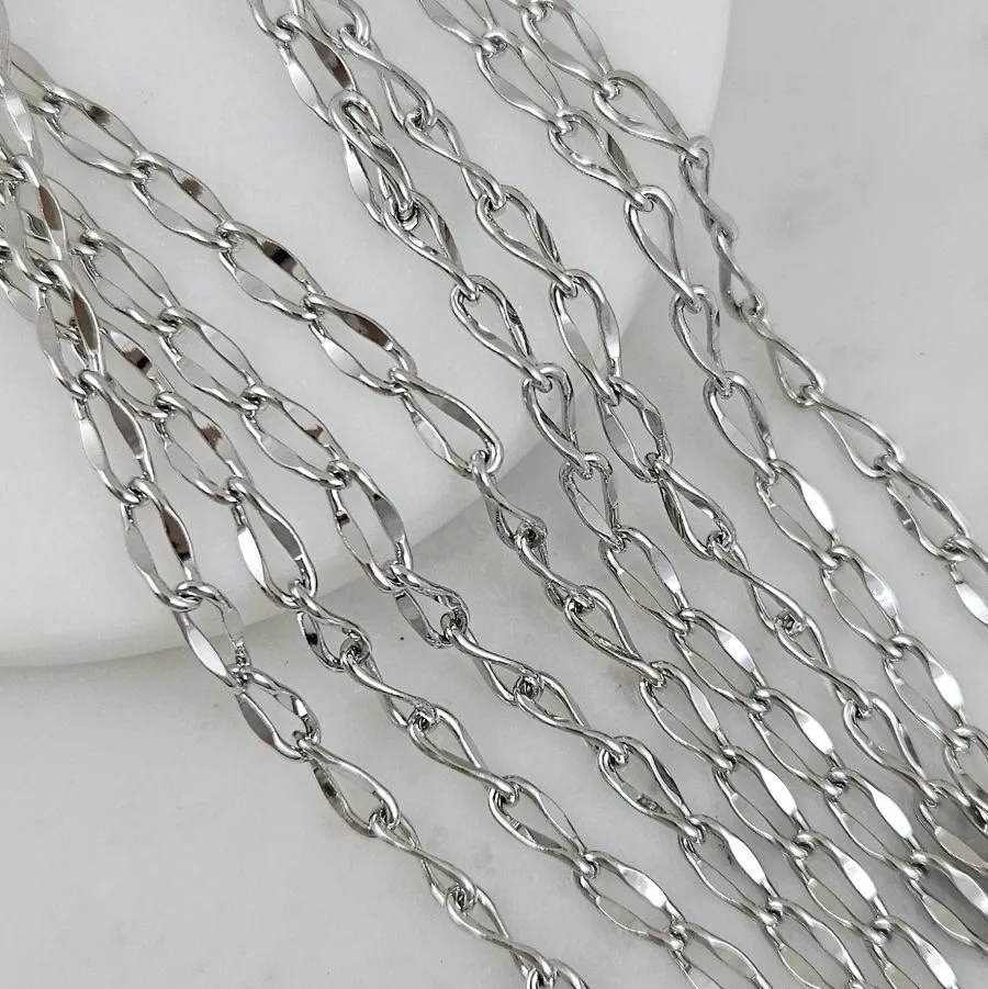 10 см Цепь овальная 4 мм толщиной, родиевое покрытие (10198-Р) купить с доставкой по России | Интернет-магазин Viva Beads