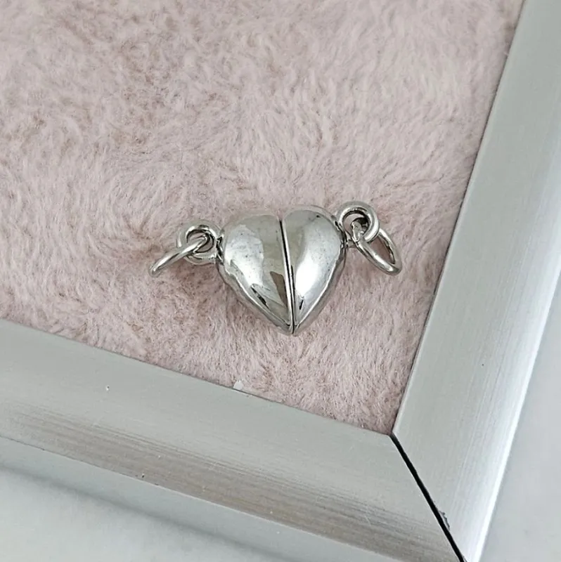 Замок магнитный Сердце 9.5x14.5x6.5 мм цвет платина (8493-П) замок для украшений купить с доставкой по России | Интернет-магазин Viva Beads