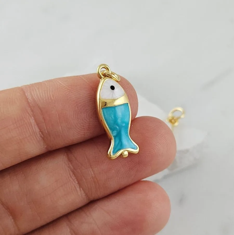 Подвеска Рыба 20.8х8 мм с эмалью, позолота 14К (10118-З) купить с доставкой по России | Интернет-магазин Viva Beads
