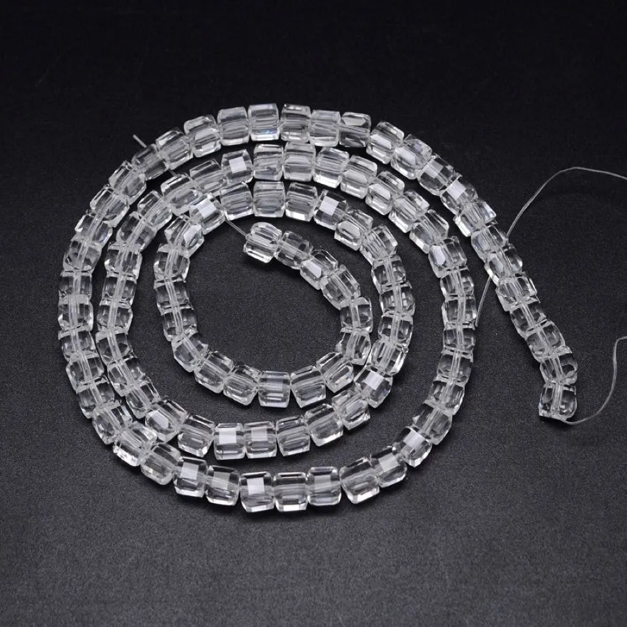 Нить 28 см Бусина граненый куб ок. 5 мм прозрачный, стекло (7339-ПРОЗР) купить с доставкой по России | Интернет-магазин Viva Beads