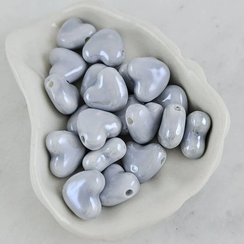 1 шт. Бусина Сердце ок. 14.8х13х7 мм серый, керамика (10276-14-С) купить с доставкой по России | Интернет-магазин Viva Beads