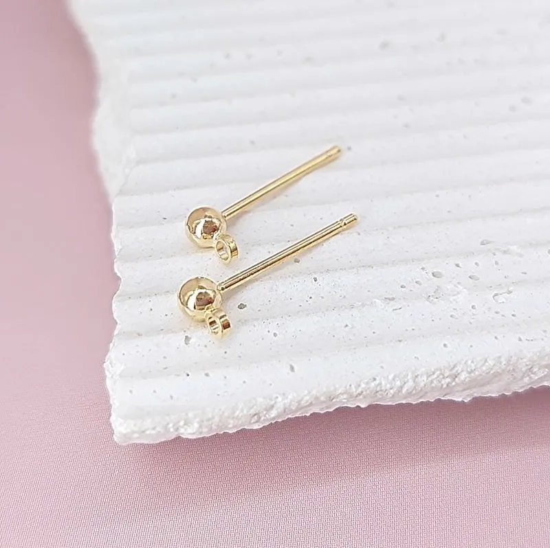 Пуссеты гвоздики Шарик 3 мм позолота (8630-3-З) швензы для серег купить с доставкой по России | Интернет-магазин Viva Beads