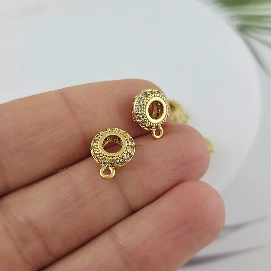 Бейл для подвесок 11х8.4х3.9 мм вн. d 3.5 мм с фианитами позолота 18К (9961-З) купить в Воронеже | Заказать в интернет-магазине Viva Beads
