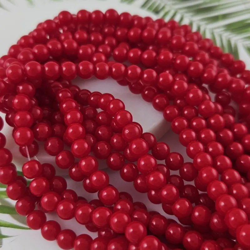 Нить 38 см Бусины стеклянные 6.2 мм, гладкие круглые, красный (9944-6) купить в Воронеже  | Заказать в интернет-магазине Viva Beads
