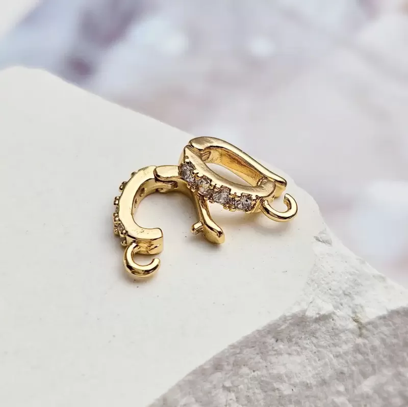 Бейл разъемный с фианитами 10х5.7х1.9 мм позолота 14к (8615-З) купить в Воронеже | Заказать в интернет-магазине Viva Beads
