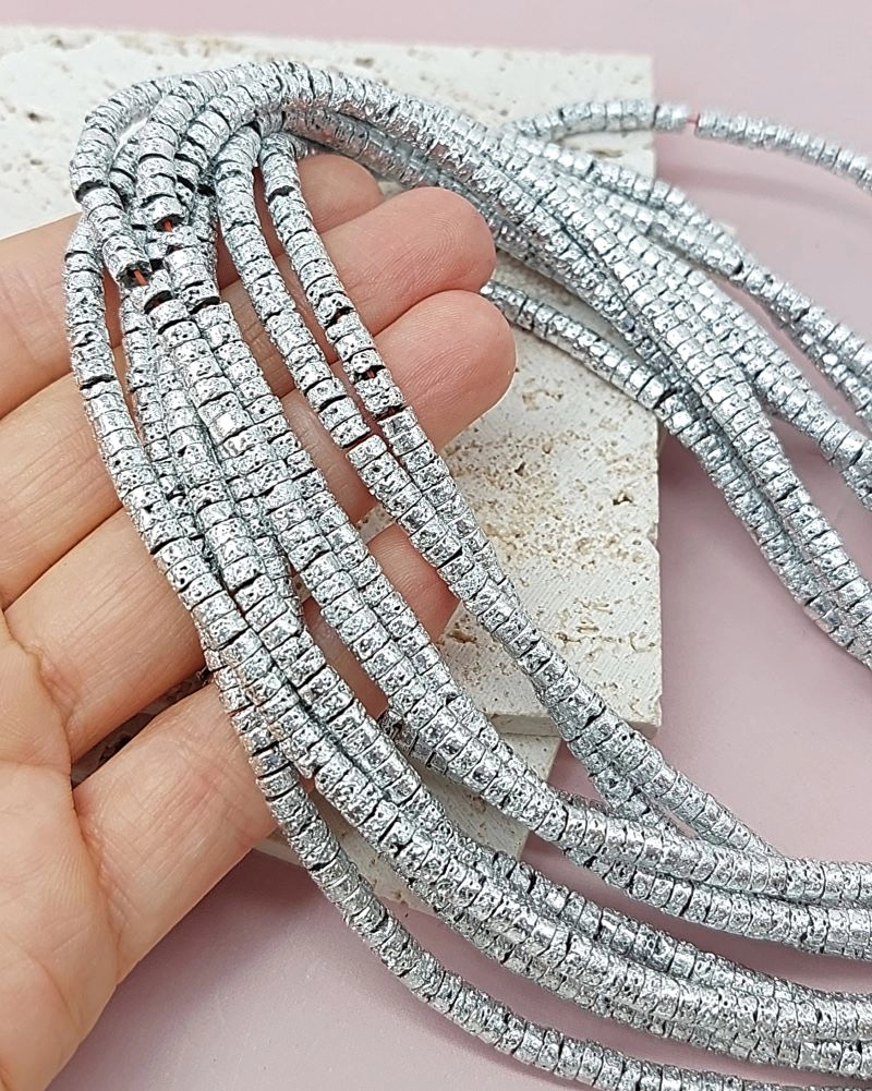 Нить 20 см Гематит диски 4x2 мм цвет серебро (7982-С) для бижутерии купить с доставкой по России | Интернет‑магазин Viva Beads
