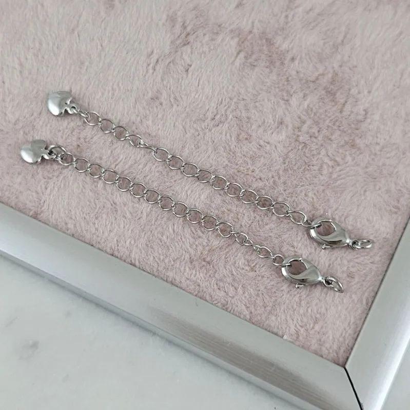 Замок лобстер 10 мм с удлинителем и сердечком родиевое покрытие (9373-10-Р) замок для украшений купить с доставкой по России | Интернет-магазин Viva Beads