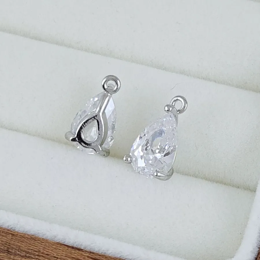 Подвеска Капля 11.6х6.5х4.2 мм с фианитом, белый, родиевое покрытие (10224-РБ) купить с доставкой по России | Интернет-магазин Viva Beads