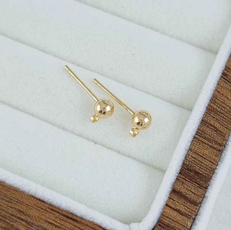 Пуссеты гвоздики Шарик 4 мм позолота 14К, пара (8630-4-З) швензы для серег купить с доставкой по России | Интернет-магазин Viva Beads