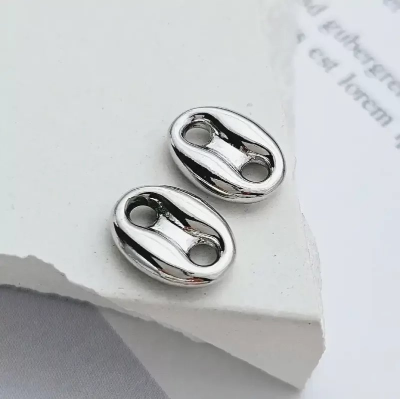 Коннектор Кофейное зерно 10.8x7.8 мм родиевое покрытие (8655-Р) купить с доставкой по России | Интернет-магазин Viva Beads