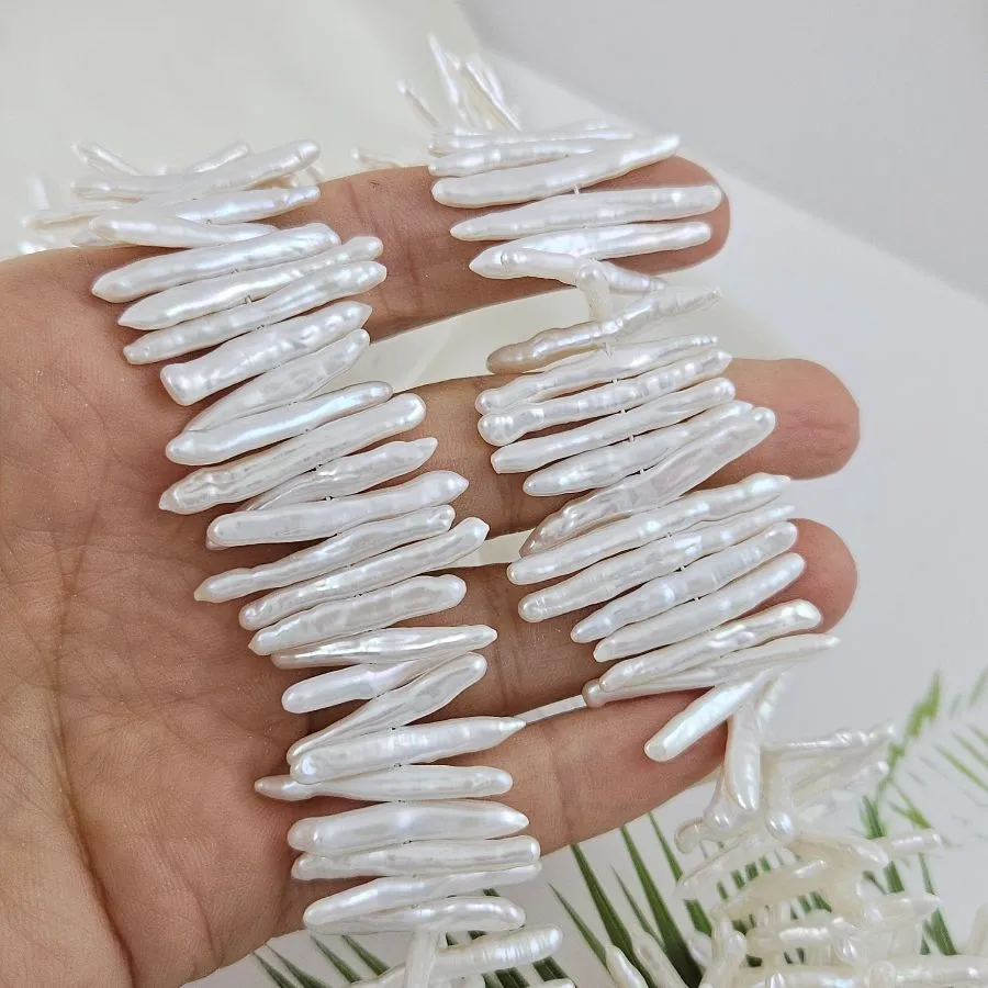 5 шт. Жемчуг натуральный барокко 22-29х2-4 мм палочки , АА белый (1006-Б) купить с доставкой по России | Интернет-магазин Viva Beads