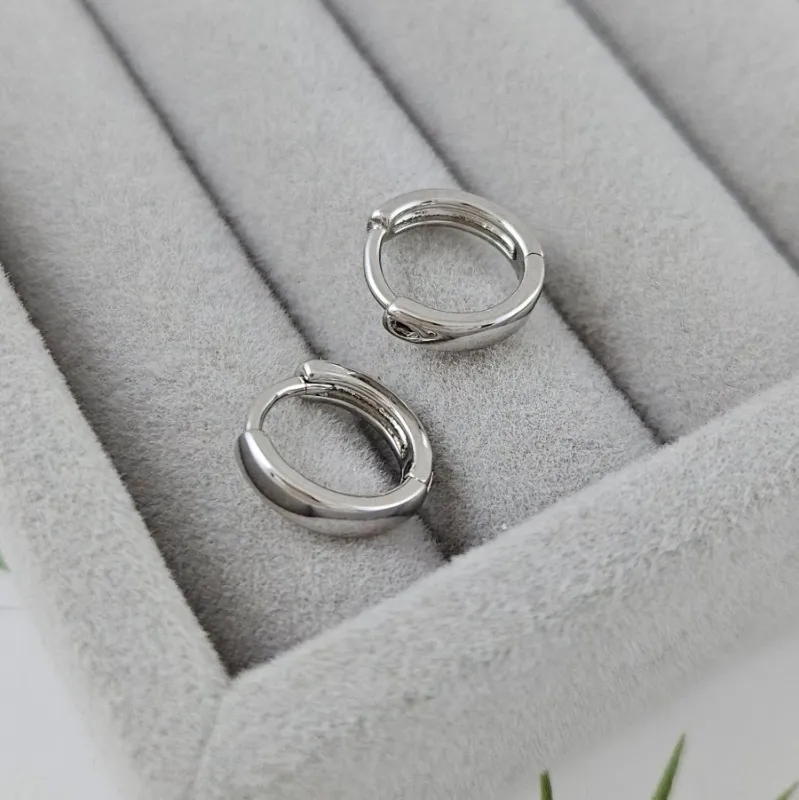 Швензы кольца, бублики, конго мини 11.8х2.6 мм, родиевое покрытие (9137-Р)