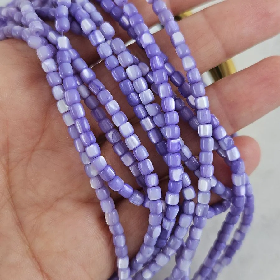 Нить 39 см Перламутр натуральный ок. 3.5х3.5 мм бочонок, сиреневый (6566-СИР) для бижутерии купить с доставкой по России | Интернет‑магазин Viva Beads
