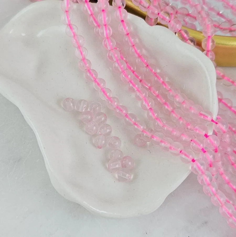 Нить 18.5 см Розовый кварц ок. 4.5 мм, бусины гладкий шар (767-4.5) для бижутерии купить с доставкой по России | Интернет‑магазин Viva Beads
