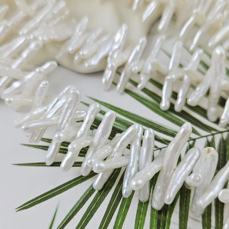 5 шт. Жемчуг натуральный барокко 17-22х2-4 мм палочки , АА белый (1006) купить с доставкой по России | Интернет-магазин Viva Beads