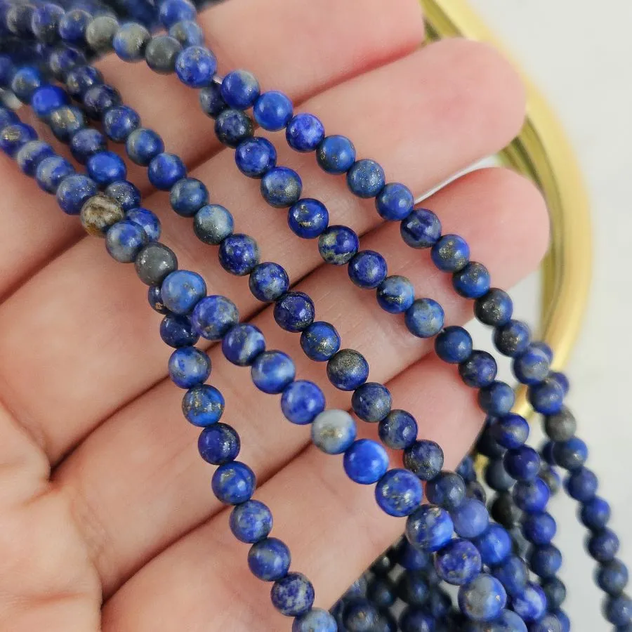 Нить 38 см Лазурит натуральный ок. 4 мм, бусины гладкий шар (2524-4) для бижутерии купить с доставкой по России | Интернет‑магазин Viva Beads
