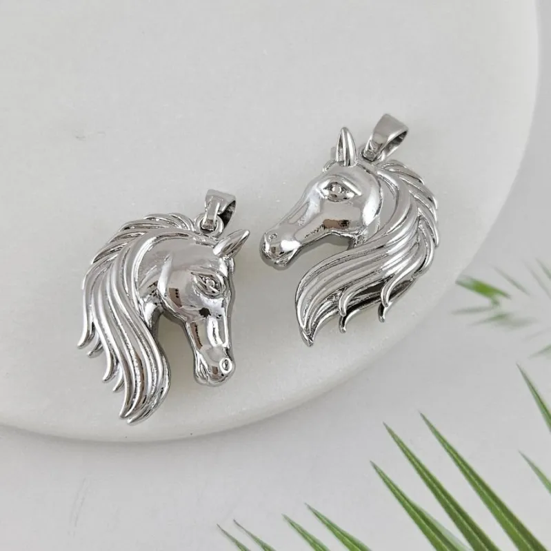 Подвеска Лошадь 25x20 мм, родиевое покрытие (10018-Р)