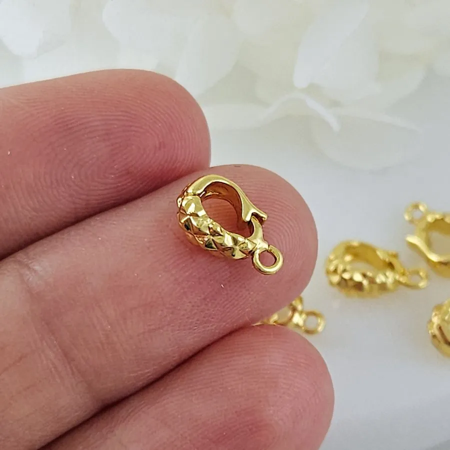 Бейл разъемный с текстурой 10х3.7x6 мм, внутренний размер 4.7х3.2 мм, позолота 14К (10214-З) купить с доставкой по России | Интернет-магазин Viva Beads