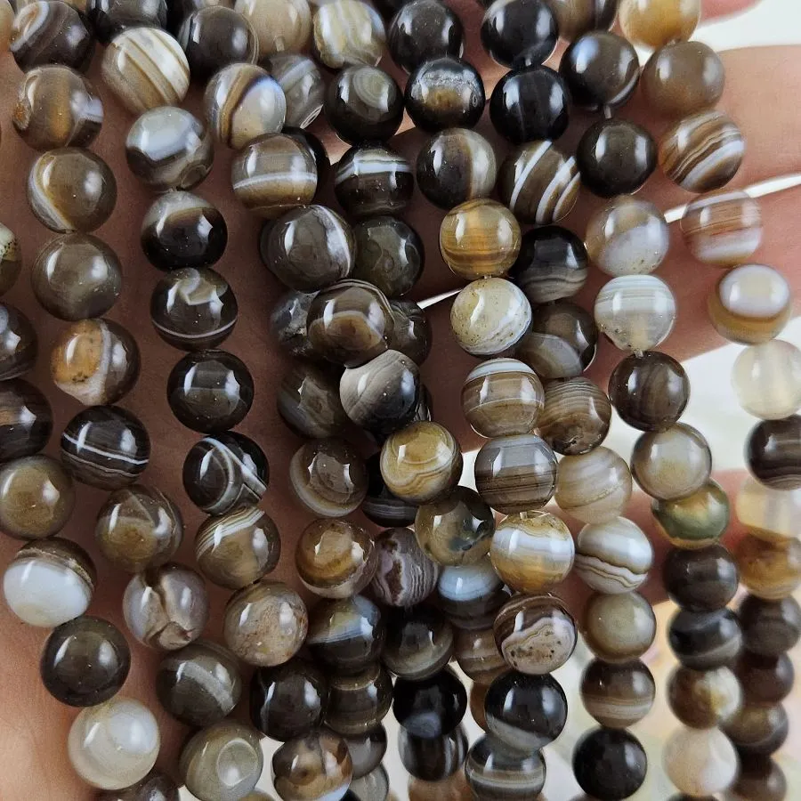 Нить 36 см Агат коричневый полосатый 8-8.4 мм бусины гладкий шар (9447-8) для бижутерии купить с доставкой по России | Интернет‑магазин Viva Beads
