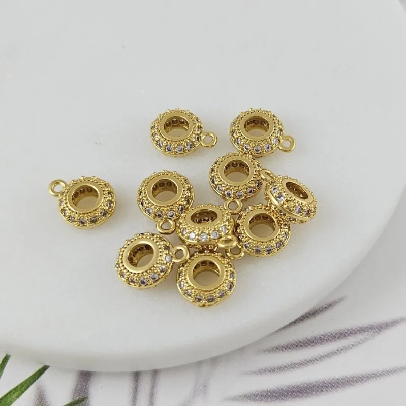 Бейл для подвесок 11х8.4х3.9 мм вн. d 3.5 мм с фианитами позолота 18К (9961-З) купить в Воронеже | Заказать в интернет-магазине Viva Beads
