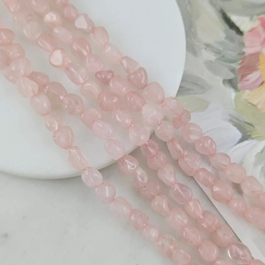 Нить 40 см Розовый кварц натуральный 4-7 мм бусины фри форм, галтовка (8108) для бижутерии купить с доставкой по России | Интернет‑магазин Viva Beads
