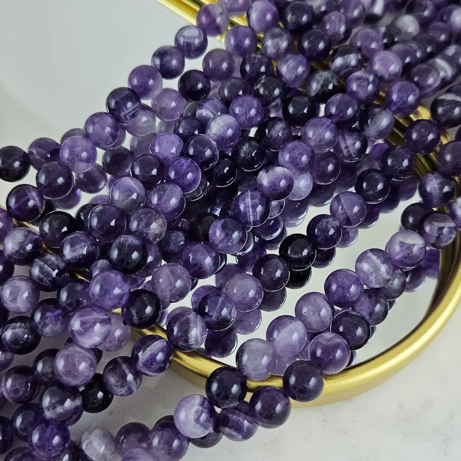 Нить 19 см Аметист натуральный ок. 8.3 мм, бусины гладкий шар (2543-8) для бижутерии купить с доставкой по России | Интернет‑магазин Viva Beads
