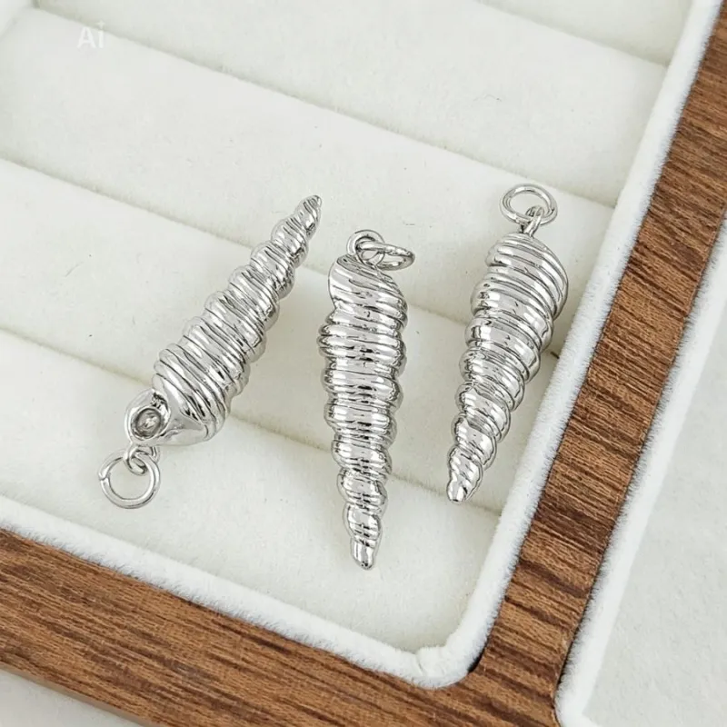 Подвеска кулон Ракушка 26.6x7.4 мм, родиевое покрытие (10283-Р) купить с доставкой по России | Интернет-магазин Viva Beads