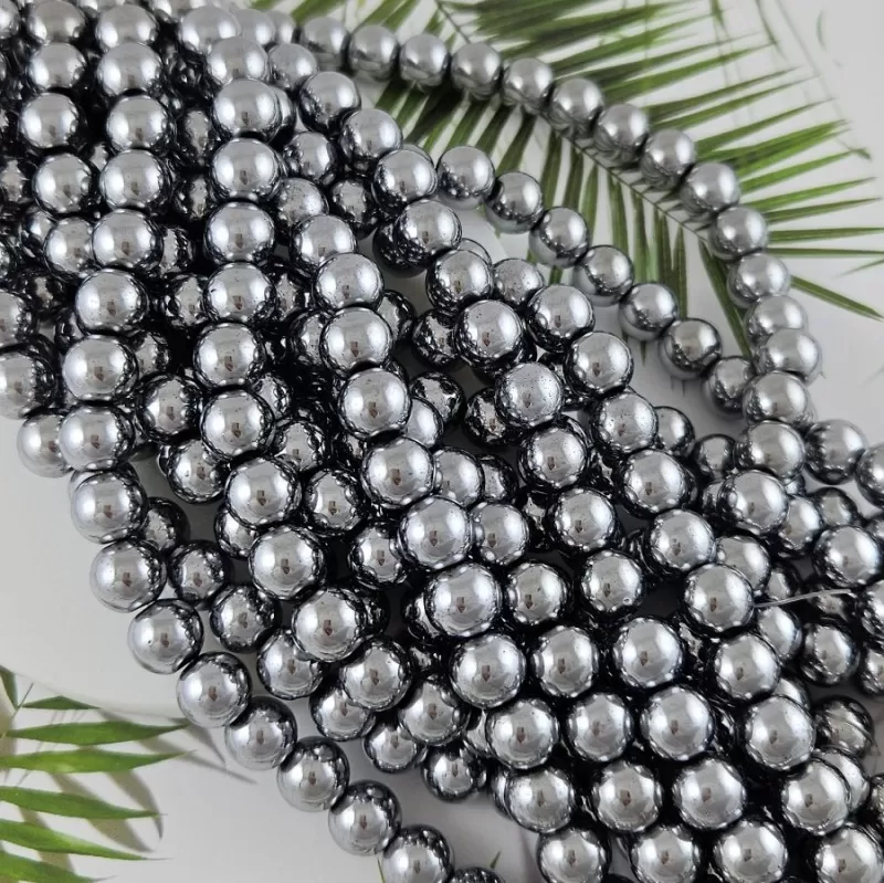 Нить 20 см Гематит, гематин 10 мм бусина гладкий шар, цвет платина (6000-10/НМ) купить в Воронеже | Заказать в интернет-магазине Viva Beads
