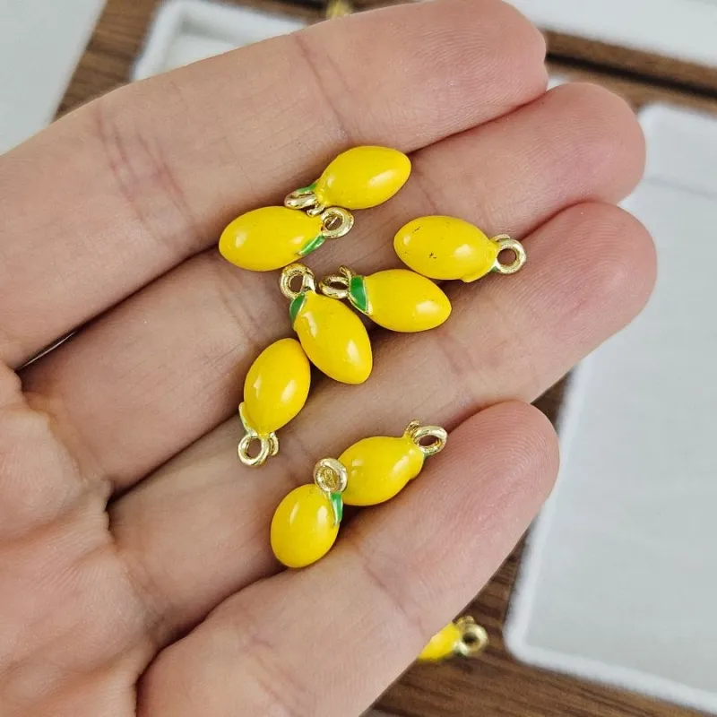 УЦЕНКА Подвеска лимон 12.9х6 мм эмаль, желтый,  цвет золота (10262-З-УЦ) - фурнитура для бижутерии